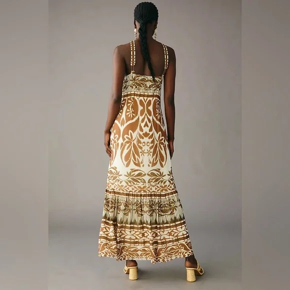 ✨ Anthropologie Printed Halter Dress Sz M - Picture 2 of 9